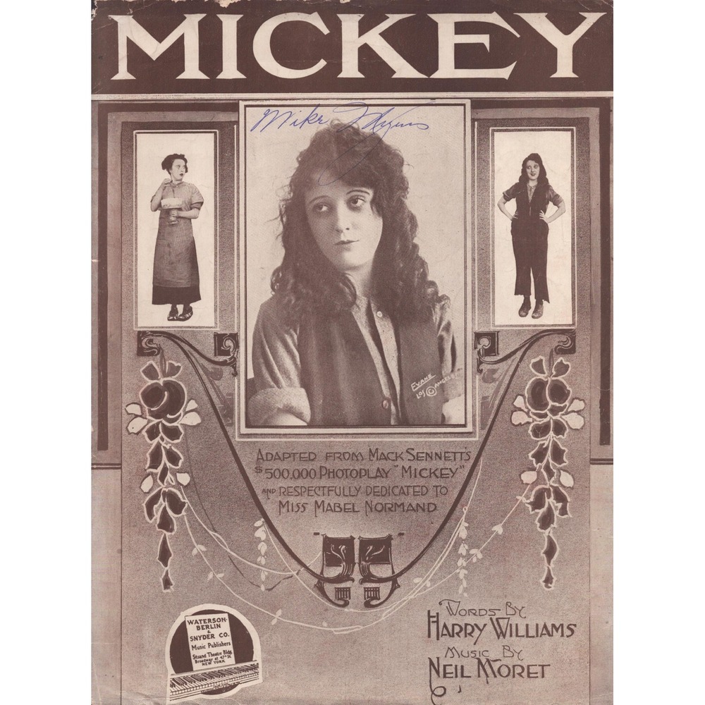 1918 Mickey Sheet Music Mabel Normand Mack Sennett Photoplay Harry Williams - Picture 1 of 2